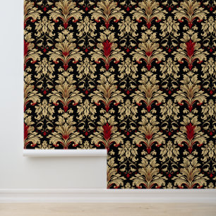 Papel Pintado Patrón de resumen dorado rojo