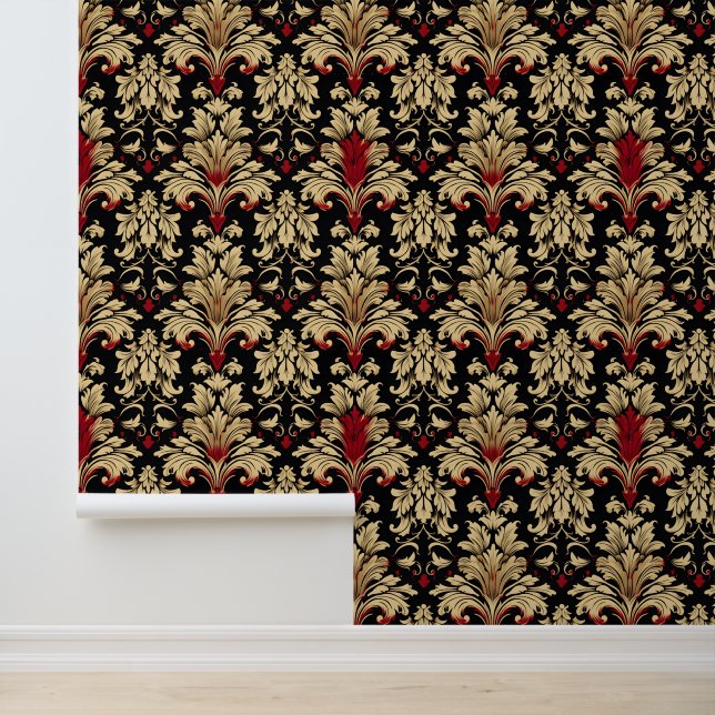 Papel Pintado Patrón de resumen dorado rojo (Solicitud)