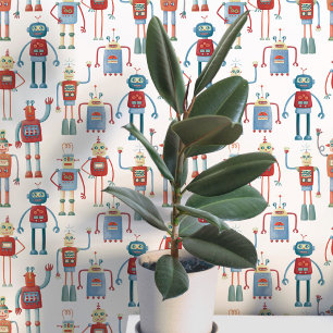 Papel Pintado Patrón de Robot Divertido