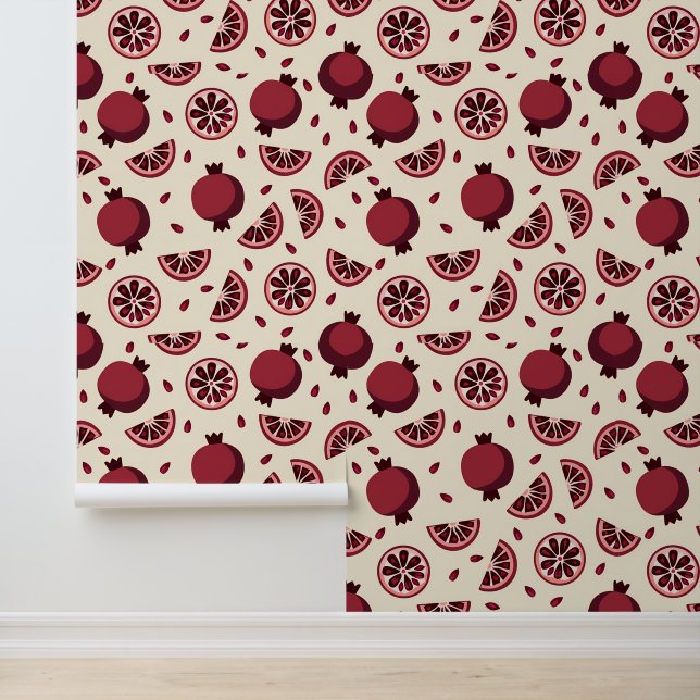 Papel Pintado Patrón de rodaje de granadas y frutas (Solicitud)