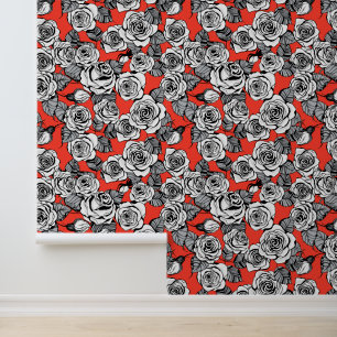 Papel Pintado Patrón de rosas blancas