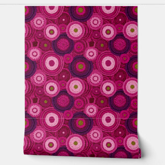 Papel Pintado Patrón de roseta de ganchillo rosa silvestre vibra