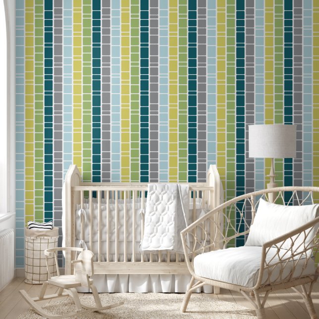 Papel Pintado Patrón de sangre con gris verde azul (Niños)