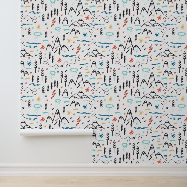 Papel Pintado Patrón de senderismo de montaña (Solicitud)