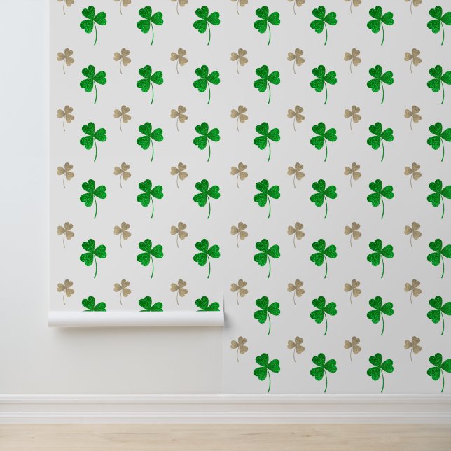 Papel Pintado Patrón de shamrock irlandés personalizado acogedor (Solicitud)