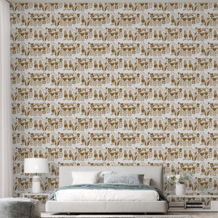 Papel Pintado Patrón de silueta floral abstracta moderna