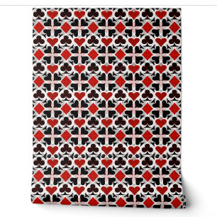 Papel Pintado Patrón de símbolos de cartas de juego rojas, negra
