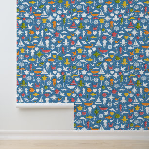 Papel Pintado Patrón de símbolos marinos