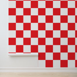 Papel Pintado Patrón de tablero de ajedrez croata rojo y blanco