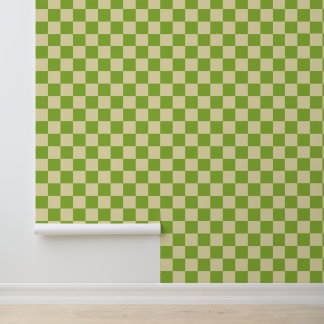 Papel Pintado Patrón de tablero de ajedrez estético retro Blanco