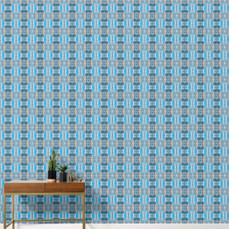 Papel Pintado Patrón de tamaño S azul geométrico vintage y gris