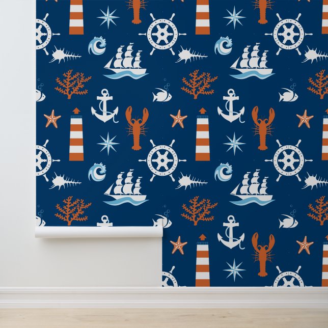 Papel Pintado Patrón de tema del mar 1 (Solicitud)