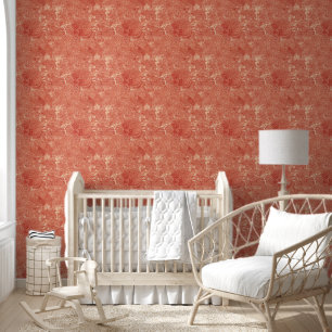 Papel Pintado Patrón de textura de mármol rojo de coral de oro R