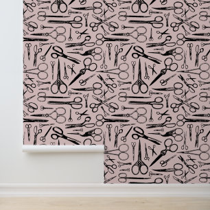 Papel Pintado Patrón de tijeras barber vintage estilistas de pel