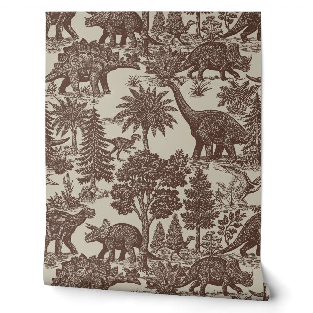 Papel Pintado Patrón de toile de dinosaurio vintage (Desenrollar)