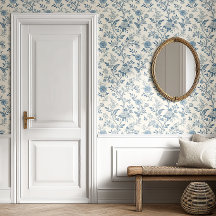 Patrón de Toile de Jouy Floral Francés Azul