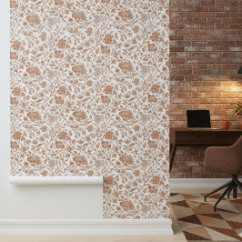 Papel Pintado Patrón de toile de terracota floral
