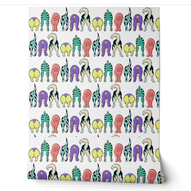 Papel Pintado Patrón de Traseros de Perros Coloridos (Desenrollar)