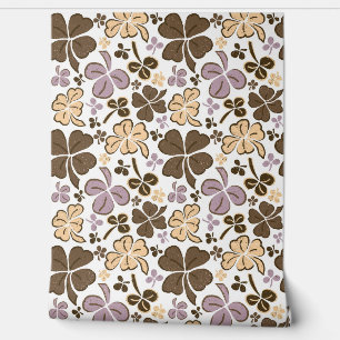 Papel Pintado Patrón de trébol de shamrock dibujado a mano en be