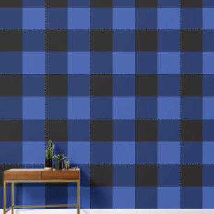Papel Pintado Patrón de trenzado de búfalo azul grande