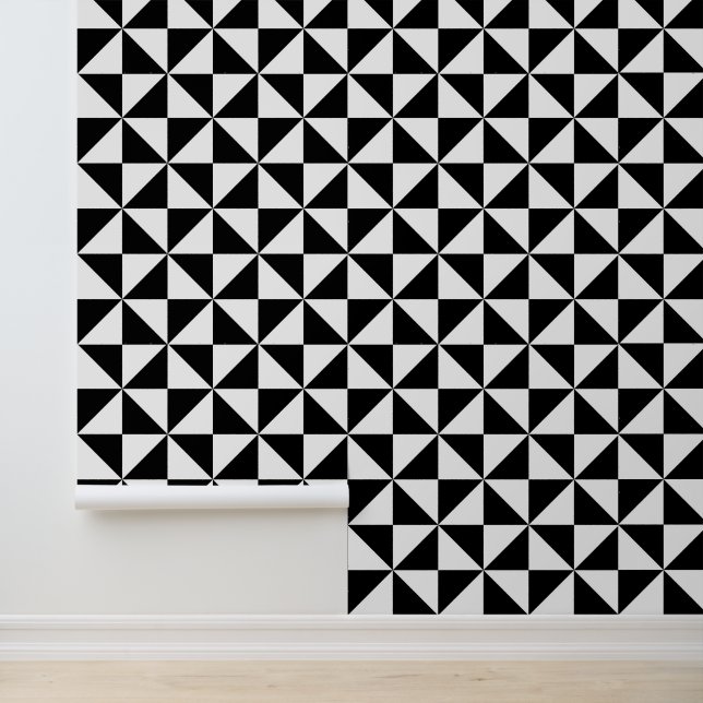 Papel Pintado Patrón De Triángulo Blanco Y Negro (Solicitud)