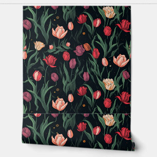 PAPEL PINTADO PATRÓN DE TULIP ROSA ELEGANTE