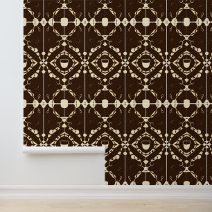 Papel Pintado Patrón de utensilios de café de época - Decoración