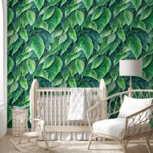 Papel Pintado Patrón de vegetación vegetal de la isla selvática 