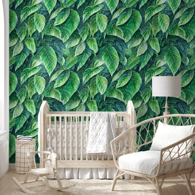 Papel Pintado Patrón de vegetación vegetal de la isla selvática  (Niños)
