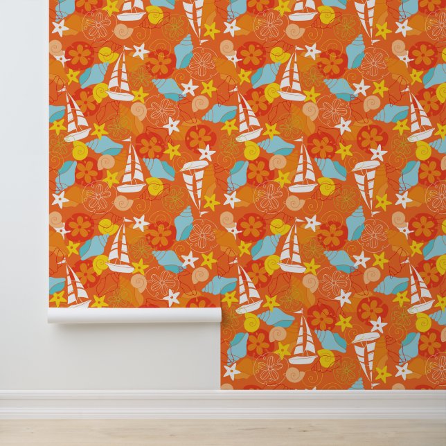 Papel Pintado Patrón de velero tropical (Solicitud)