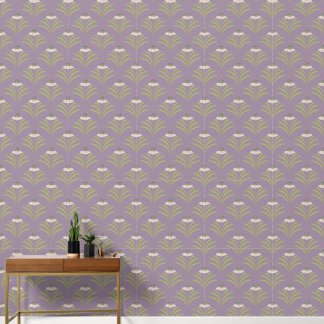Papel Pintado Patrón de vieira floral sobre morado