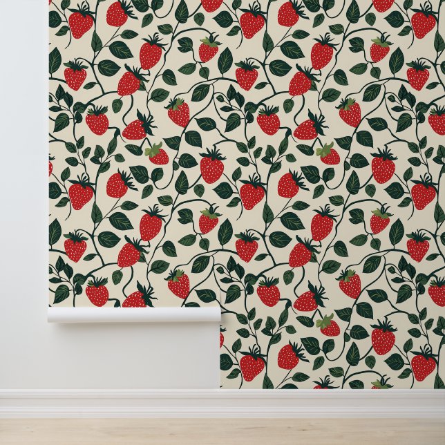 Papel Pintado Patrón de vino de fresa (Solicitud)