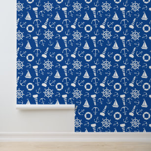 Papel Pintado Patrón del mar Azul