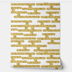 Papel Pintado Patrón Dorado y Fondo Blanco Moderno