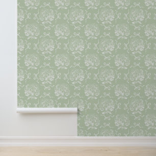 Papel Pintado Patrón elegante de arcilla vintage Hydrangea Bow