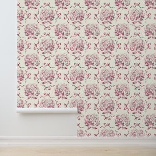 Papel Pintado Patrón elegante de arco de hidrangea blanca rosada