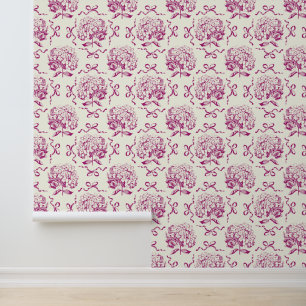 Papel Pintado Patrón elegante de arco de hidrangea blanca rosada