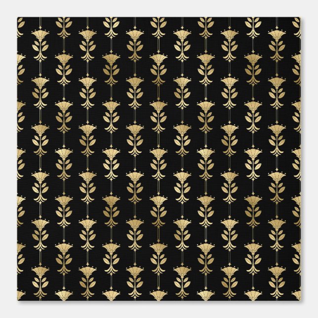 Papel Pintado Patrón elegante de arte de oro negro (Anverso)
