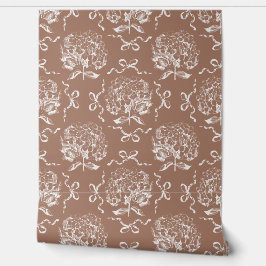 Papel Pintado Patrón elegante de Bow de Mocha Brown Hydrangea Vi
