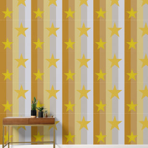 Papel Pintado Patrón elegante de estrellas estirado gris dorado 