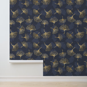 Papel Pintado Patrón elegante de hojas de oro