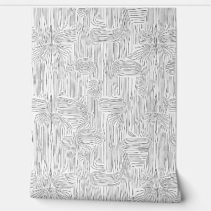Papel Pintado Patrón elegante de líneas abstractas en blanco y n