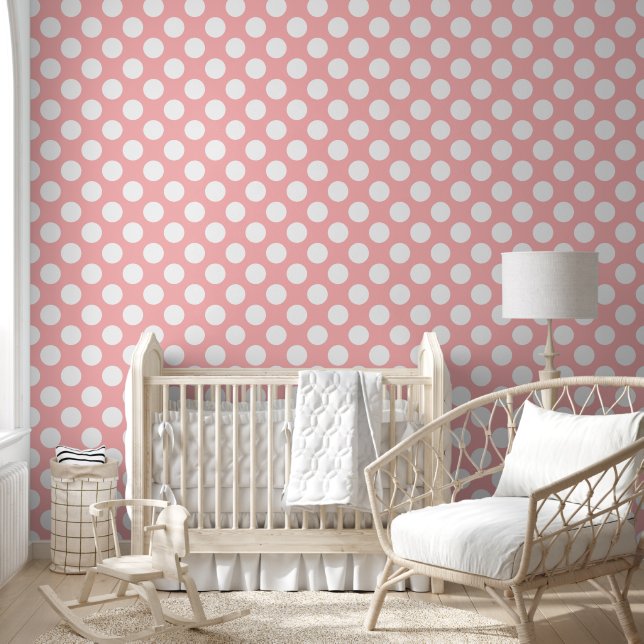 Papel Pintado Patrón elegante de Polkadots rosados (Niños)