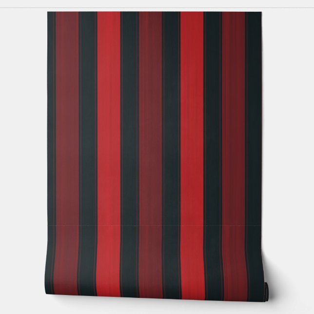 Papel Pintado Patrón elegante de rayas negro rojo borgoña (Desenrollar)