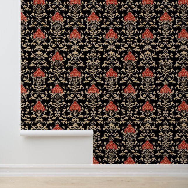 Papel Pintado Patrón elegante rojo dorado (Solicitud)