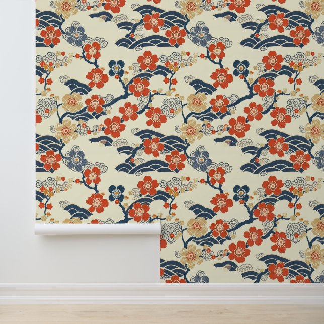 Papel Pintado Patrón elegante sin foco de flores de cerezo (14) (Solicitud)