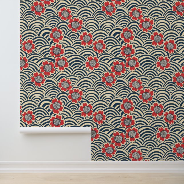 Papel Pintado Patrón elegante sin foco de flores de cerezo (8) (Solicitud)