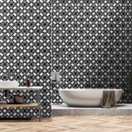 Papel Pintado Patrón entrelazado Art Déco blanco y negro