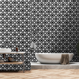 Papel Pintado Patrón entrelazado Art Déco blanco y negro