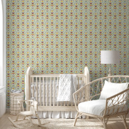 Papel Pintado Patrón escandinavo de Rosemaling Arte floral nórdi